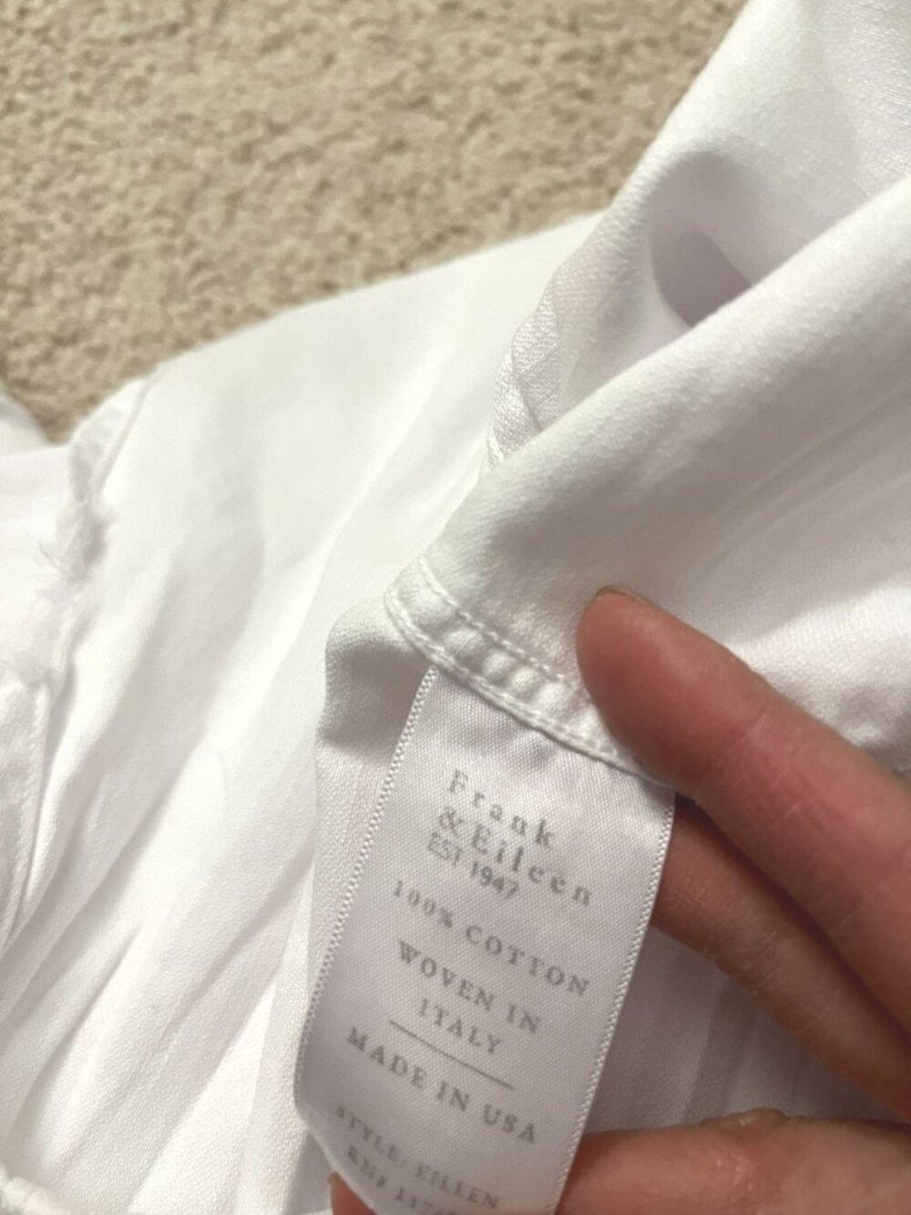 Frank & Eileen "Eileen" Solid White Casual Button Down Shirt Cotton MEDIUM - Picture 7 of 7